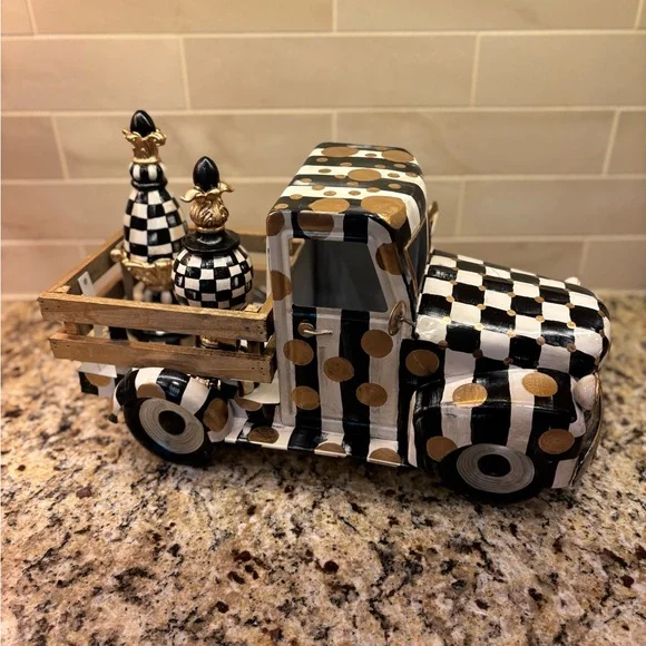 Checkered Black and White Decorative Truck